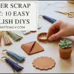 A beautiful layout of luxury leather scrap DIY ideas including handmade tassels and coasters.A beautiful layout of luxury leather scrap DIY ideas including handmade tassels and coasters.