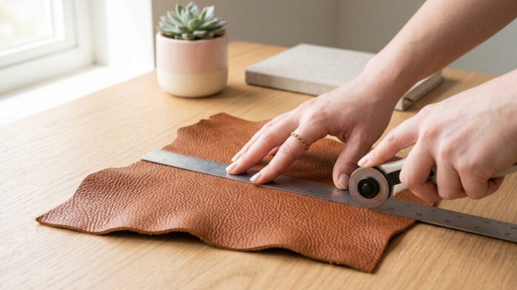 No-Sew Leather Valet Tray cutting process