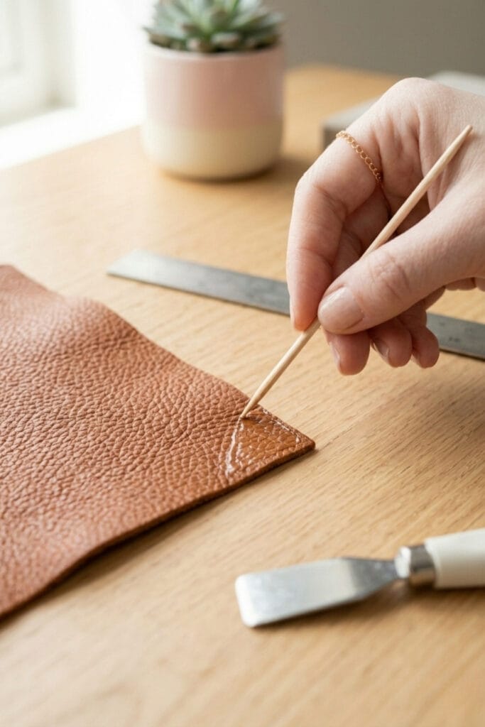 No-Sew Leather Valet Tray adhesive application