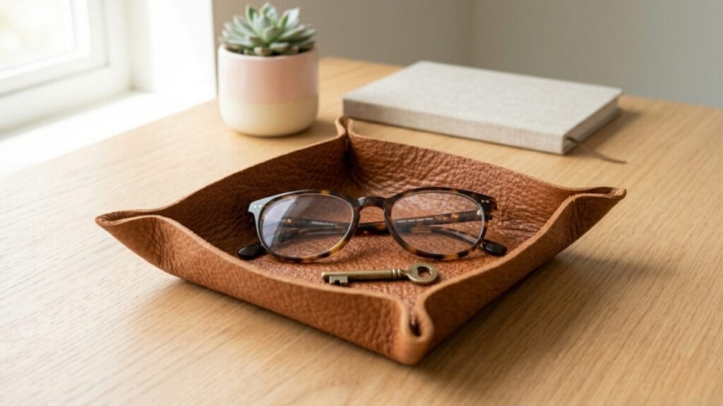No-Sew Leather Valet Tray DIY Pinterest Guide