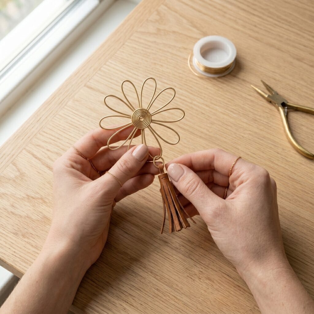 Elegant leather and metal daisy bookmarks featuring wire flower crafts