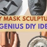 A blog cover photograph featuring a hand placing a finished minimalist white clay face plaque onto a gallery display stand.