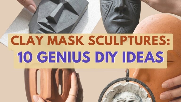 A blog cover photograph featuring a hand placing a finished minimalist white clay face plaque onto a gallery display stand.