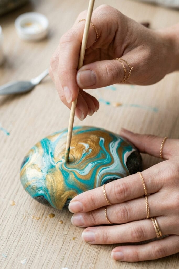 Faux-agate-marble-luxury-rock-painting-ideas