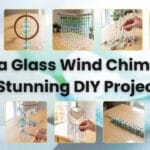 A horizontal featured image collage for Simple Craft Daily titled Sea Glass Wind Chimes 10 Stunning DIY Projects surrounded by grid previews of handmade coastal chimes.