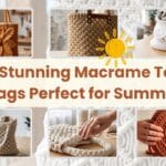 A horizontal blog featured image titled 10 Stunning Macrame Tote Bags Perfect for Summer with a grid of handmade boho cotton and jute purses.