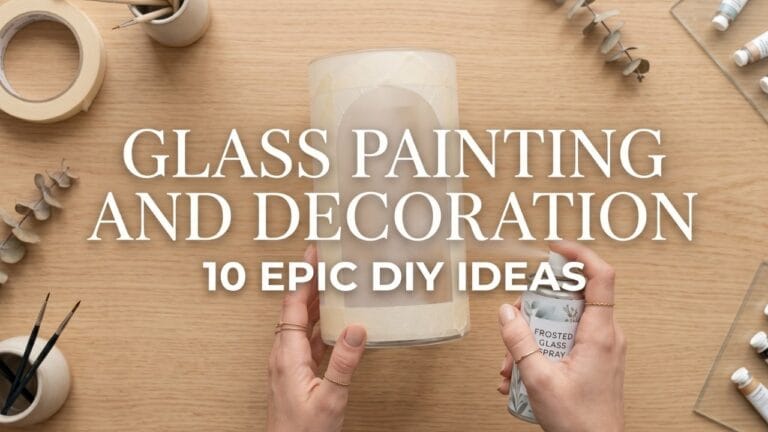 The manicured hands of a young woman making a frosted arch vase for Glass Painting and Decoration with blog post title overlay.