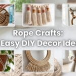 A horizontal blog featured image titled Rope Crafts 10 Easy DIY Decor Ideas surrounded by a clean grid of handmade knotted rope home decorations.