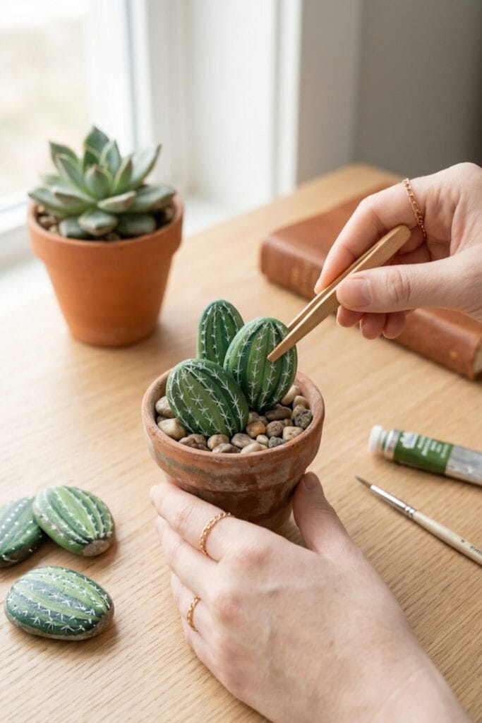 potted-cactus-stone-art-rock-painting-ideas