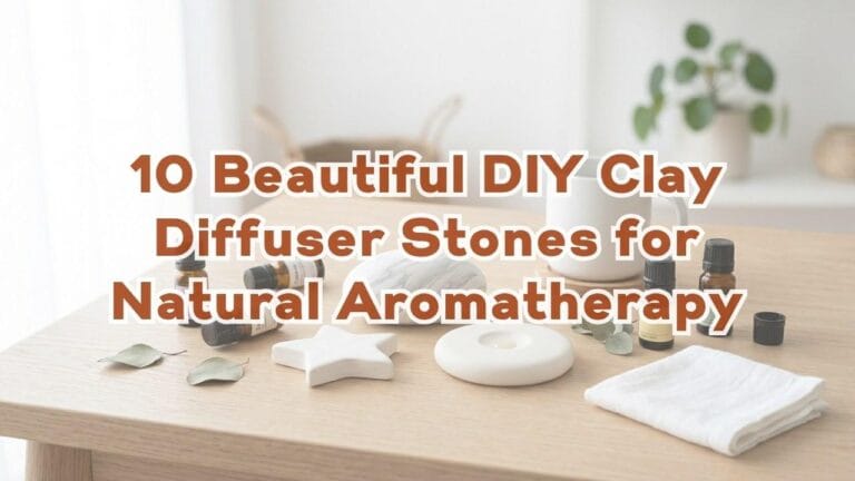 Collection of modern, minimalist white air-dry clay diffuser stones arranged elegantly on a bright wooden table.
