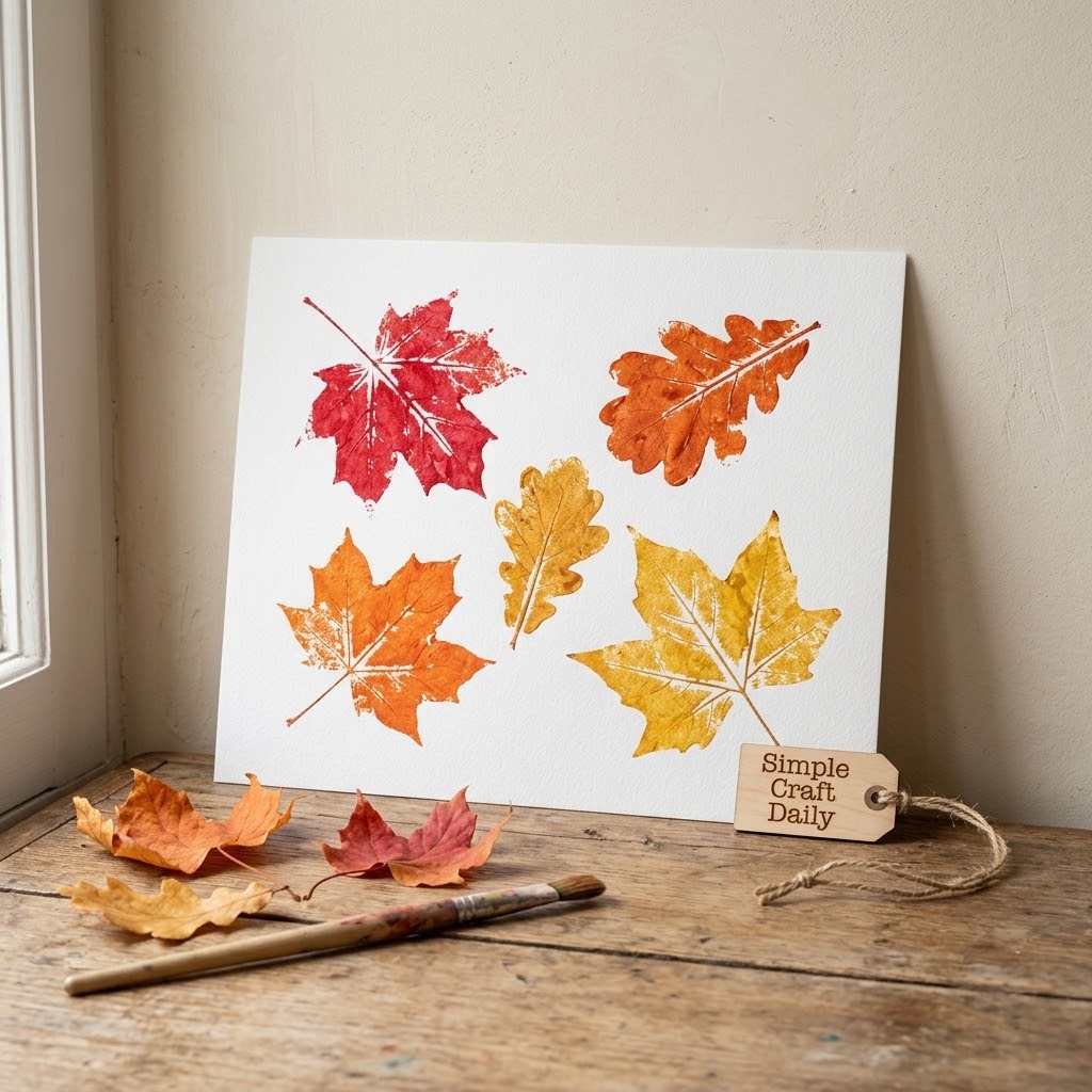 Fall crafts for kindergarten leaf prints in red, orange, and yellow tempera paint
