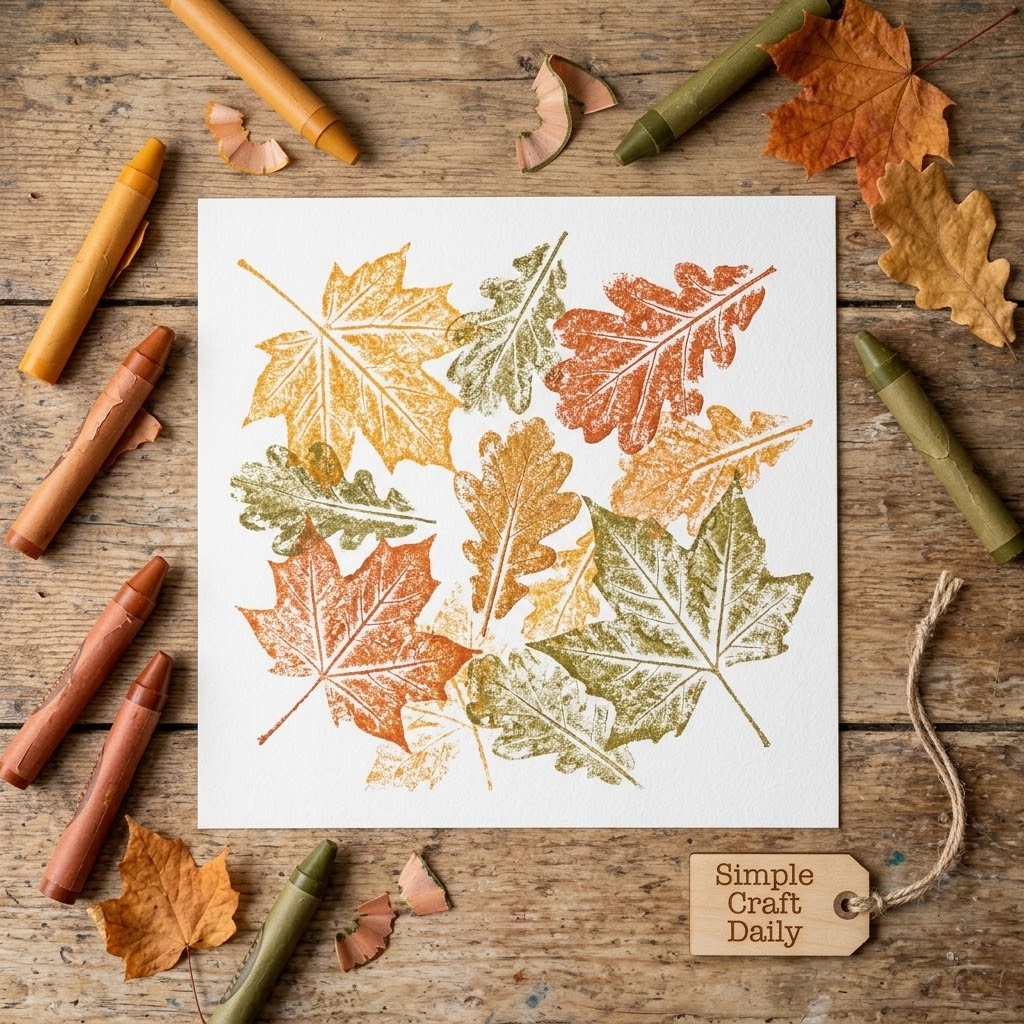 Fall crafts for kindergarten featuring textured crayon leaf rubbings