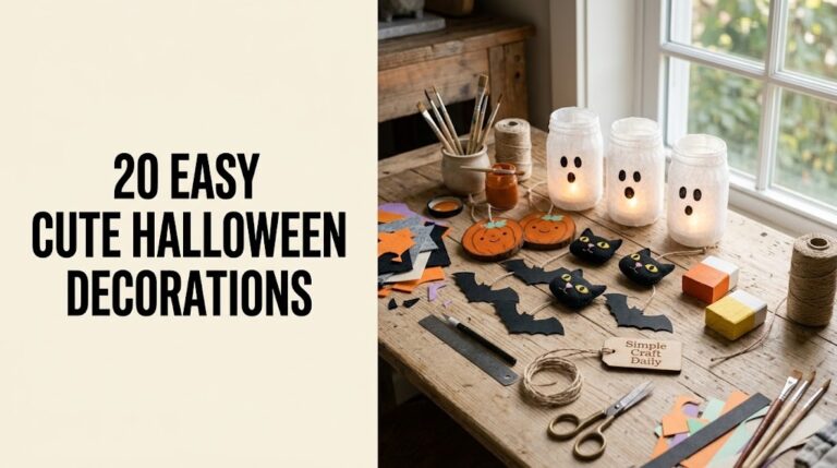 DIY cute Halloween decorations collection with pumpkins ghosts cats and colorful paper crafts
