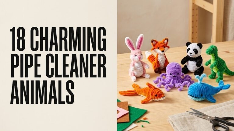 DIY pipe cleaner animals collection with colorful handmade chenille creatures on a wood craft table