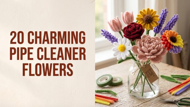 Collection of colorful DIY pipe cleaner flowers on a warm craft table