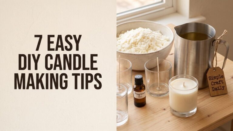 Editorial cover featuring DIY candle making supplies, safe glass jars, soy wax, and finished candles