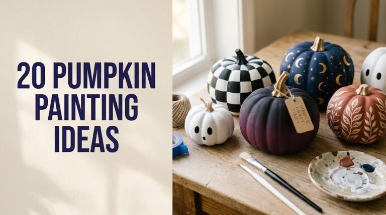 Pumpkin painting ideas collection featuring colorful no-carve fall pumpkins