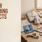 Slow stitching projects collection with linen sampler, visible mend, and textile keepsakes