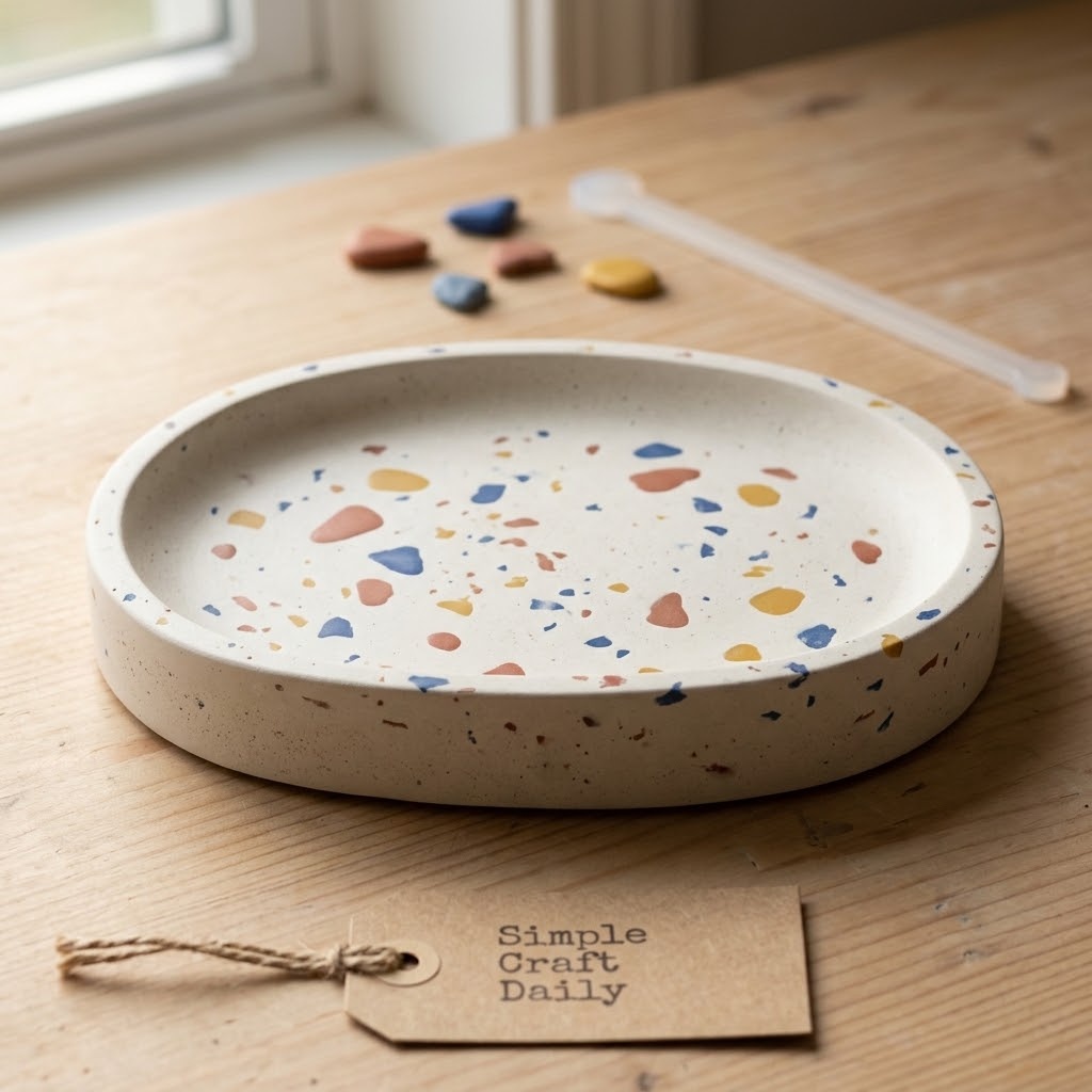 Terrazzo cement crafts to sell catchall tray with colorful pigment chips