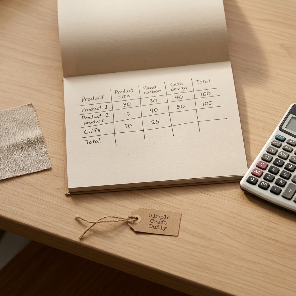 Print on demand for Etsy product margin worksheet with calculator and fabric swatch