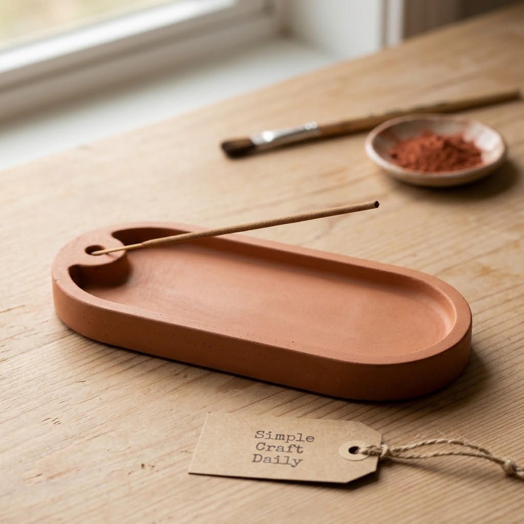 Cement Crafts To Sell terracotta cement incense holder with ash-catching channel