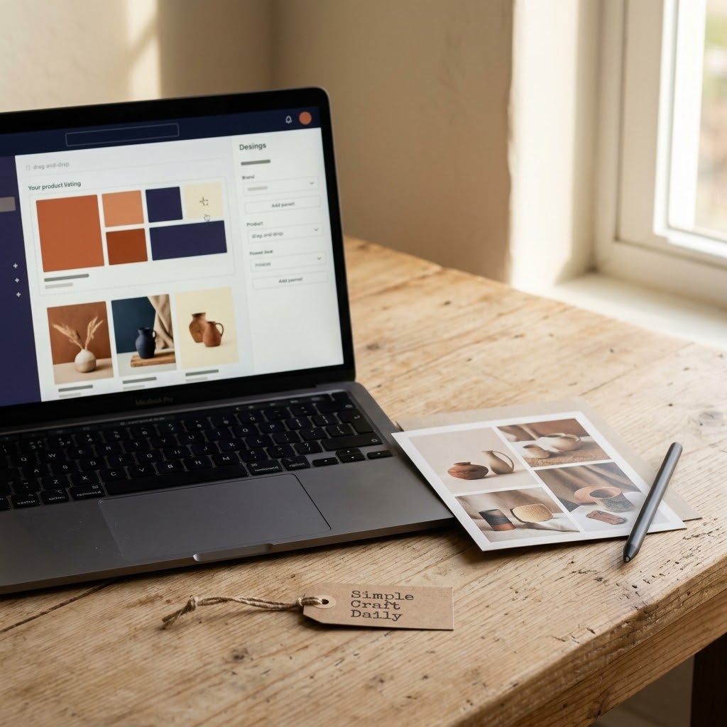 Best Etsy tools for beginners using a Canva-style listing design workspace