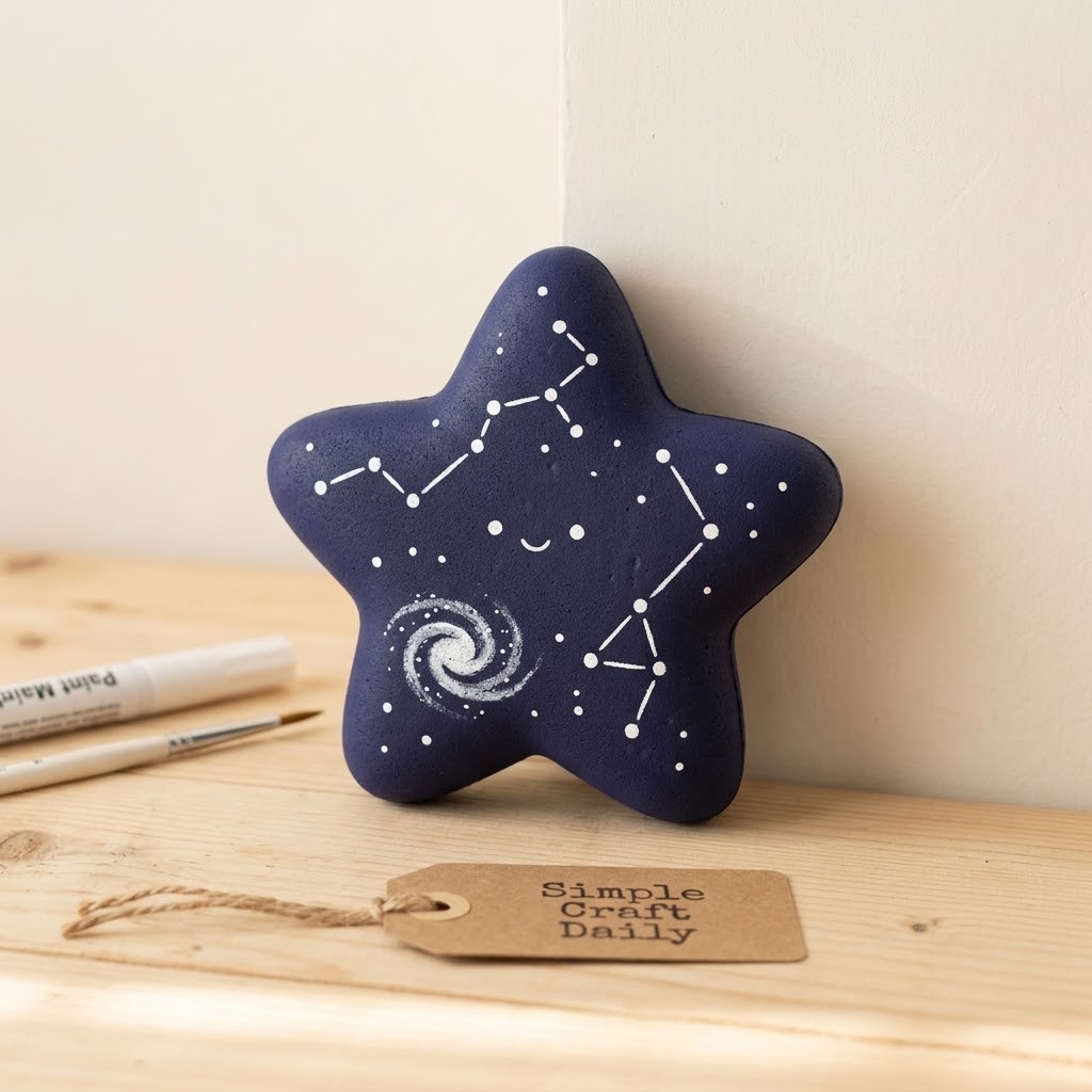 Cosmic star DIY squishy collection theme with indigo foam and white constellation dots