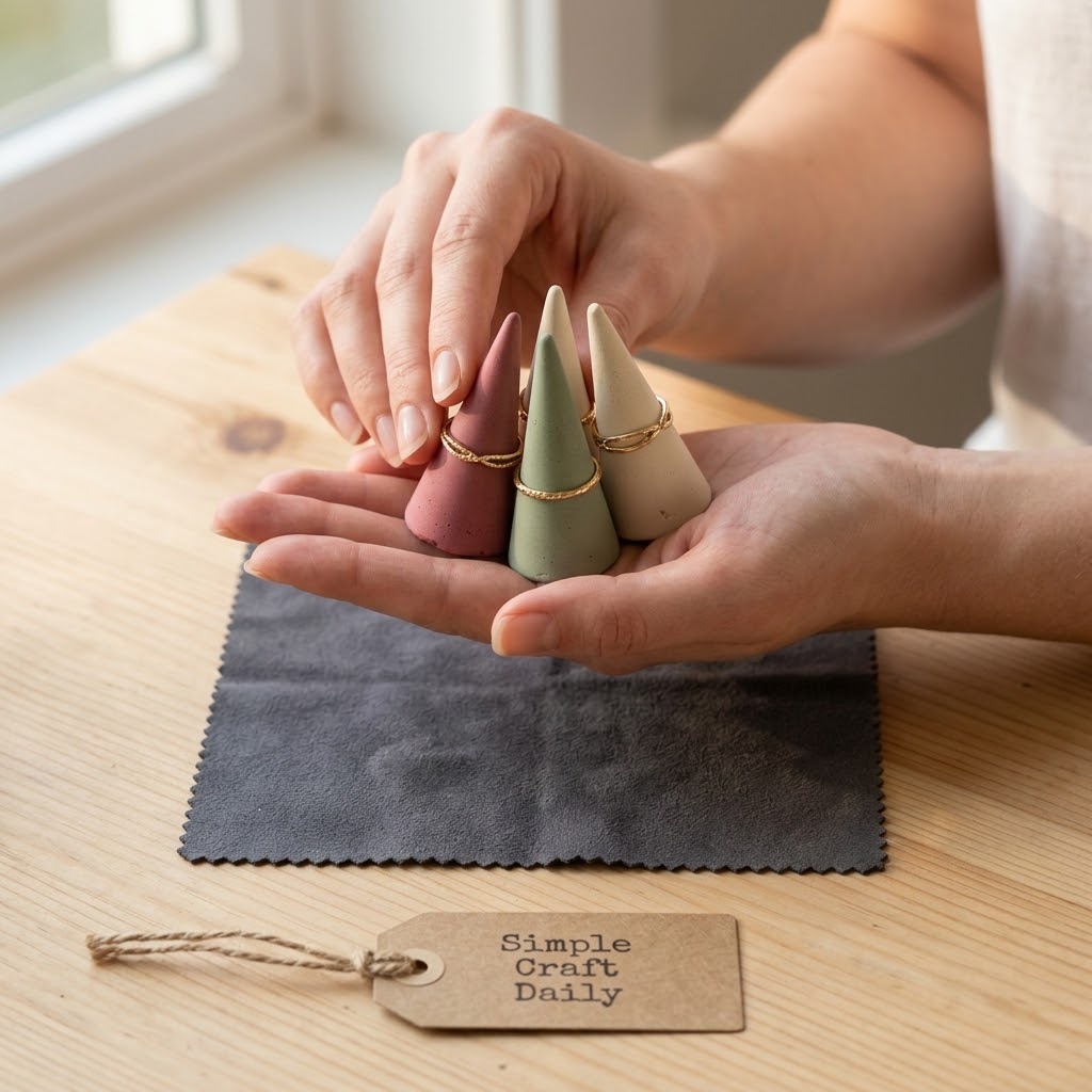 Cement ring cone trio in rose sage and ivory