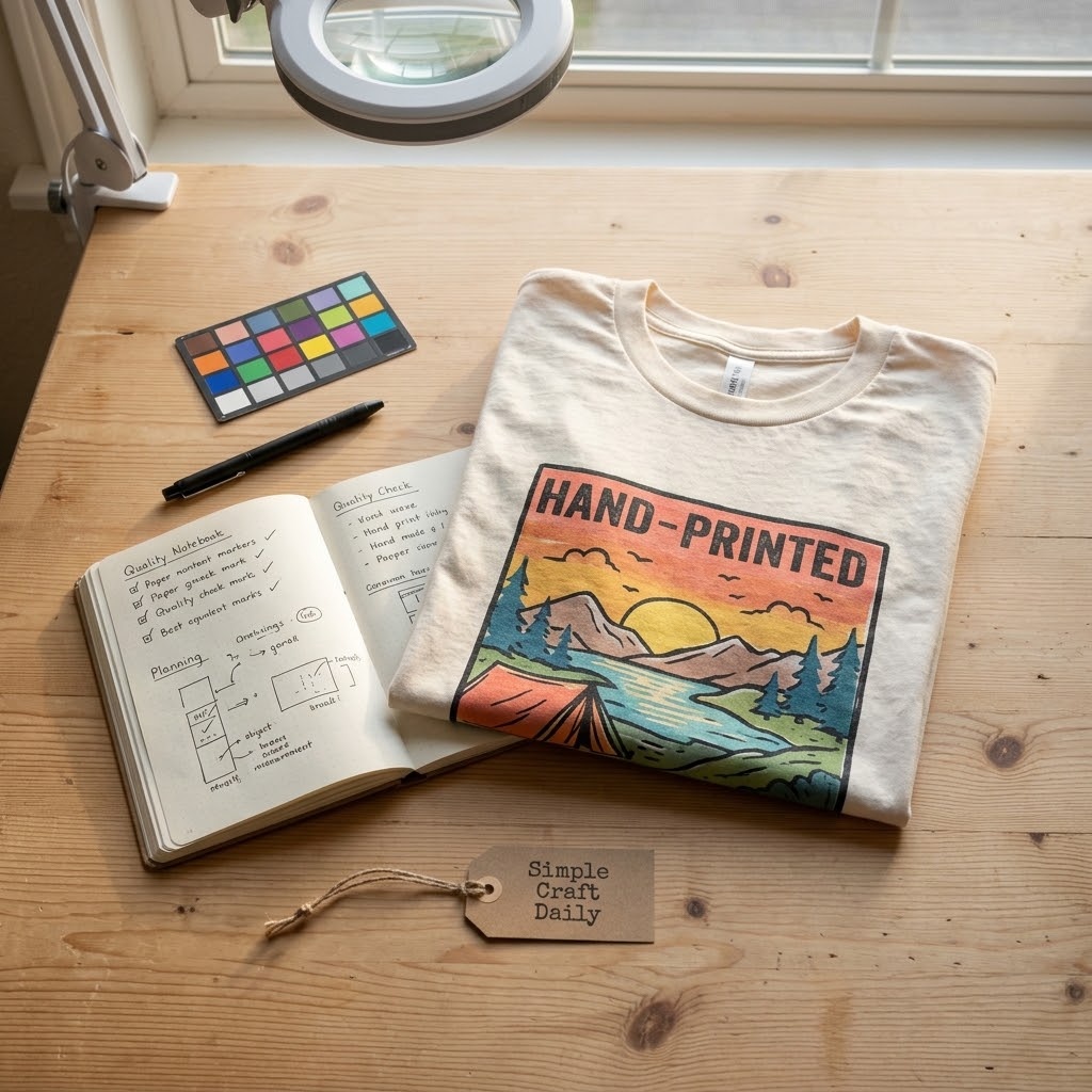 Print on demand for Etsy garment sample under a quality inspection lamp