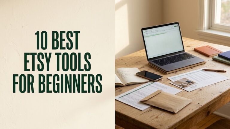 Best Etsy tools for beginners arranged on a practical seller workspace