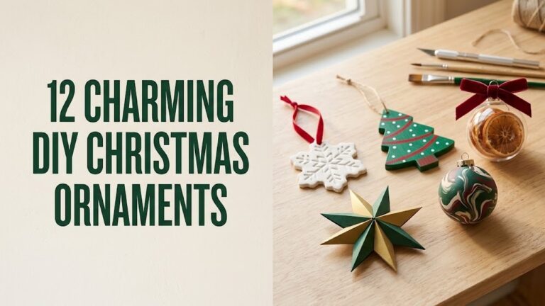 Collection of DIY Christmas ornaments in clay paper wood and clear baubles